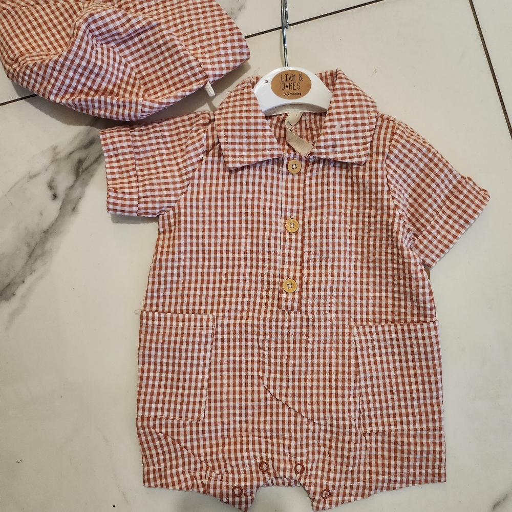 Liam & James baby 2 pc romper set new